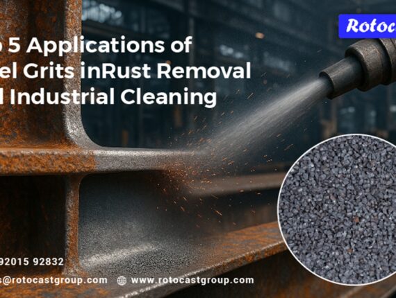 Steel grits blasting heavy rust on structural steel to achieve a clean surface profile; best practices by a leading Steel Grit Manufacturer in India.