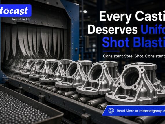 Uniform shot blasting for castings using steel shot in a foundry
