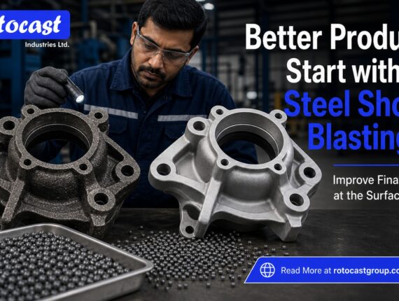 Cast steel shot blasting foundry components to improve surface finish and reduce rejection rates — Rotocast Industries Ltd.